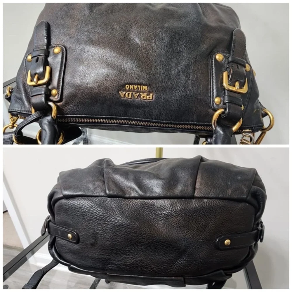 Authentic Prada Soft Calfskin Leather Satchel Bag iridescent